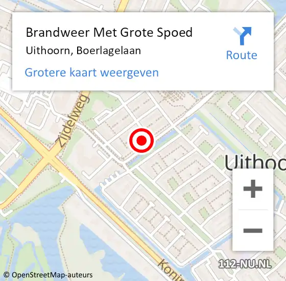 Locatie op kaart van de 112 melding: Brandweer Met Grote Spoed Naar Uithoorn, Boerlagelaan op 29 juni 2022 03:54