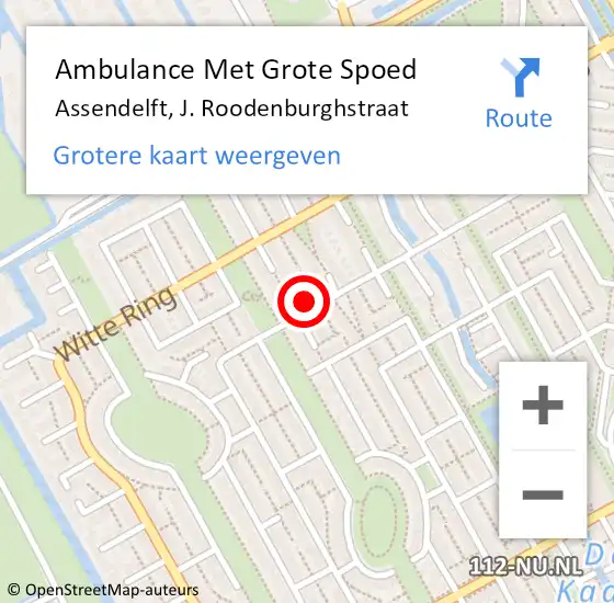 Locatie op kaart van de 112 melding: Ambulance Met Grote Spoed Naar Assendelft, J. Roodenburghstraat op 29 juni 2022 04:05