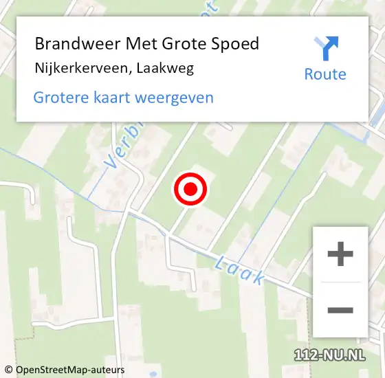 Locatie op kaart van de 112 melding: Brandweer Met Grote Spoed Naar Nijkerkerveen, Laakweg op 29 juni 2022 04:43