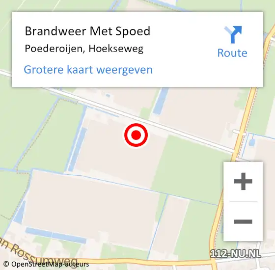 Locatie op kaart van de 112 melding: Brandweer Met Spoed Naar Poederoijen, Hoekseweg op 29 juni 2022 05:09