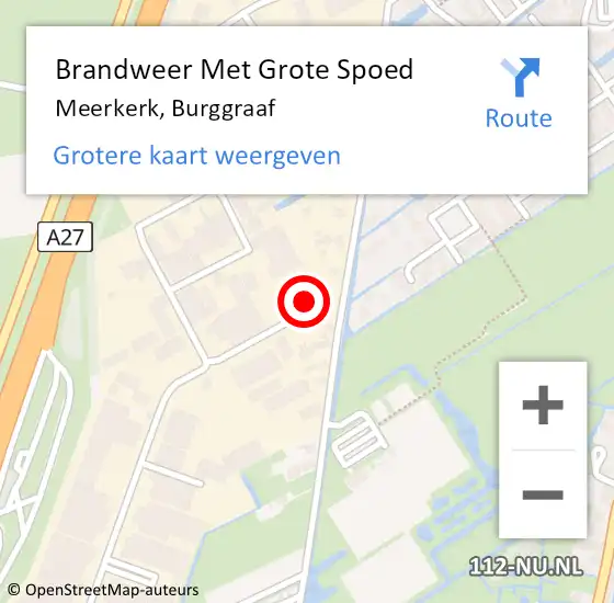 Locatie op kaart van de 112 melding: Brandweer Met Grote Spoed Naar Meerkerk, Burggraaf op 29 juni 2022 06:15
