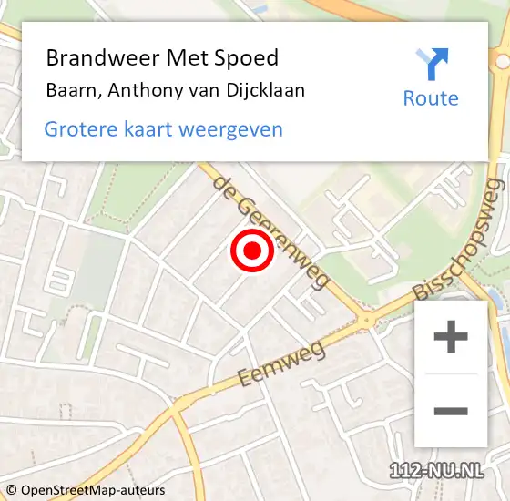 Locatie op kaart van de 112 melding: Brandweer Met Spoed Naar Baarn, Anthony van Dijcklaan op 29 juni 2022 06:48