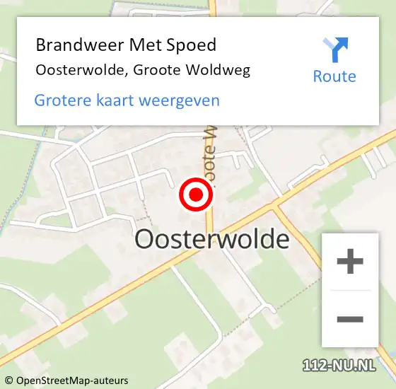 Locatie op kaart van de 112 melding: Brandweer Met Spoed Naar Oosterwolde, Groote Woldweg op 29 juni 2022 07:12