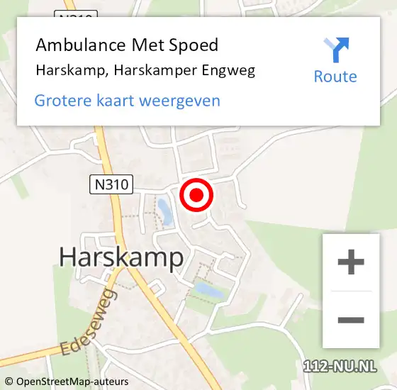 Locatie op kaart van de 112 melding: Ambulance Met Spoed Naar Harskamp, Harskamper Engweg op 29 juni 2022 08:00