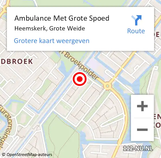 Locatie op kaart van de 112 melding: Ambulance Met Grote Spoed Naar Heemskerk, Grote Weide op 29 juni 2022 08:44