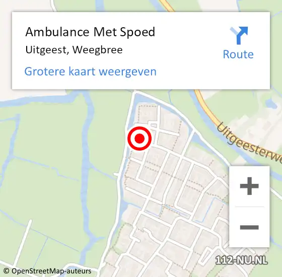 Locatie op kaart van de 112 melding: Ambulance Met Spoed Naar Uitgeest, Weegbree op 29 juni 2022 10:05