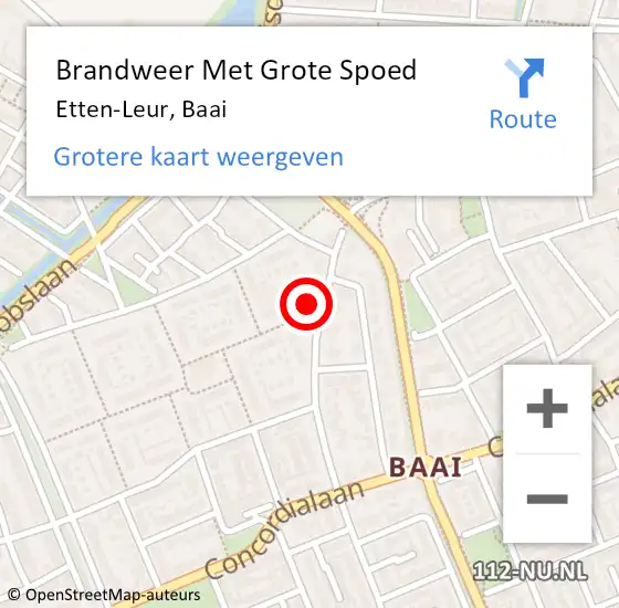 Locatie op kaart van de 112 melding: Brandweer Met Grote Spoed Naar Etten-Leur, Baai op 29 juni 2022 10:06