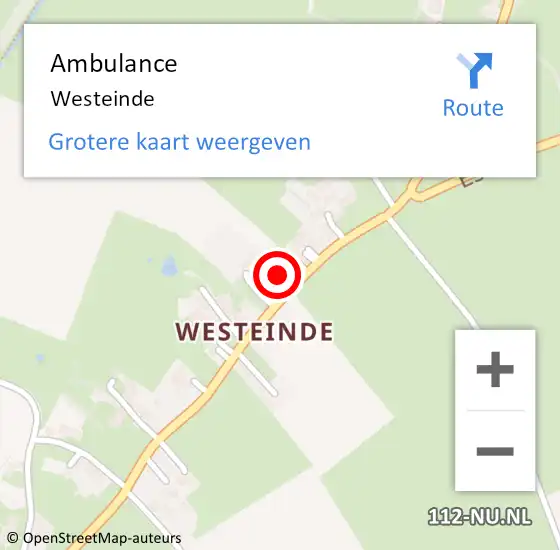 Locatie op kaart van de 112 melding: Ambulance Westeinde op 29 juni 2022 10:19