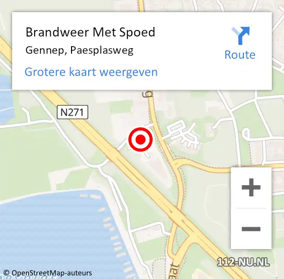 Locatie op kaart van de 112 melding: Brandweer Met Spoed Naar Gennep, Paesplasweg op 29 juni 2022 10:32