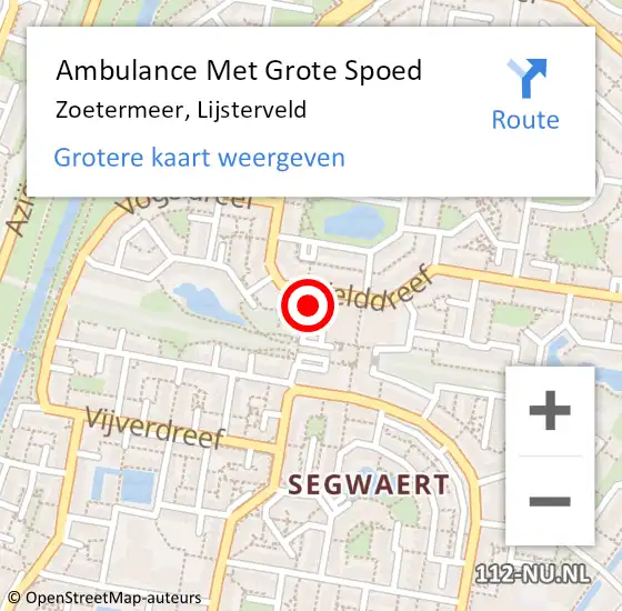 Locatie op kaart van de 112 melding: Ambulance Met Grote Spoed Naar Zoetermeer, Lijsterveld op 29 juni 2022 10:40