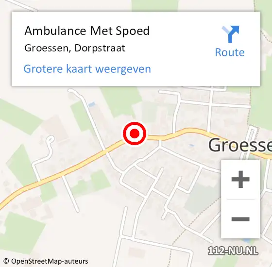 Locatie op kaart van de 112 melding: Ambulance Met Spoed Naar Groessen, Dorpstraat op 29 juni 2022 10:49