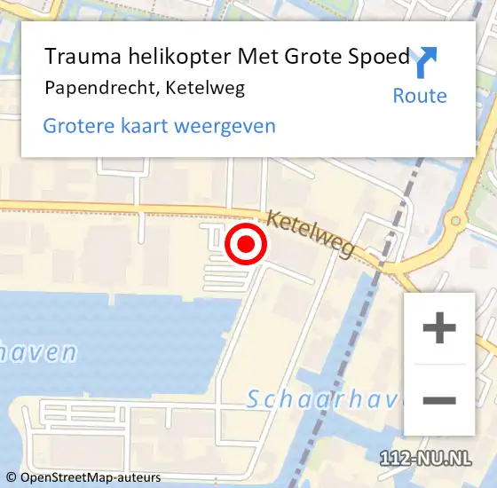 Locatie op kaart van de 112 melding: Trauma helikopter Met Grote Spoed Naar Papendrecht, Ketelweg op 29 juni 2022 10:58