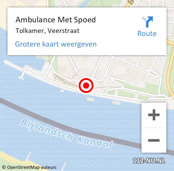 Locatie op kaart van de 112 melding: Ambulance Met Spoed Naar Tolkamer, Veerstraat op 29 juni 2022 11:14