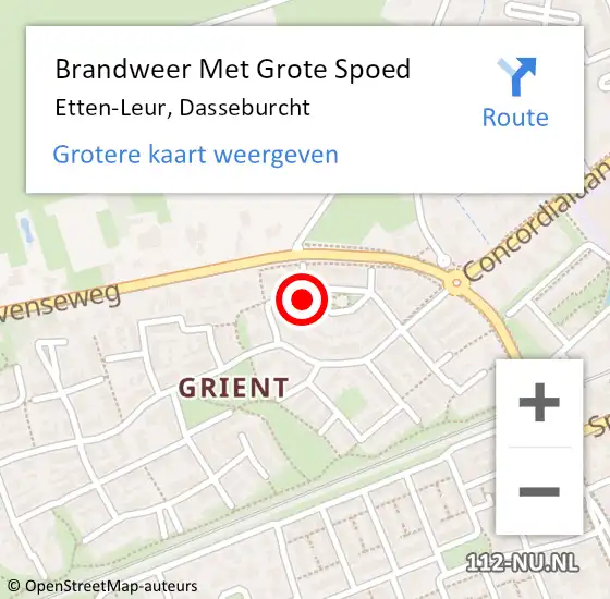 Locatie op kaart van de 112 melding: Brandweer Met Grote Spoed Naar Etten-Leur, Dasseburcht op 29 juni 2022 11:53