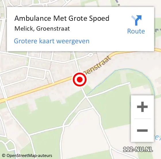 Locatie op kaart van de 112 melding: Ambulance Met Grote Spoed Naar Melick, Groenstraat op 29 juni 2022 11:56