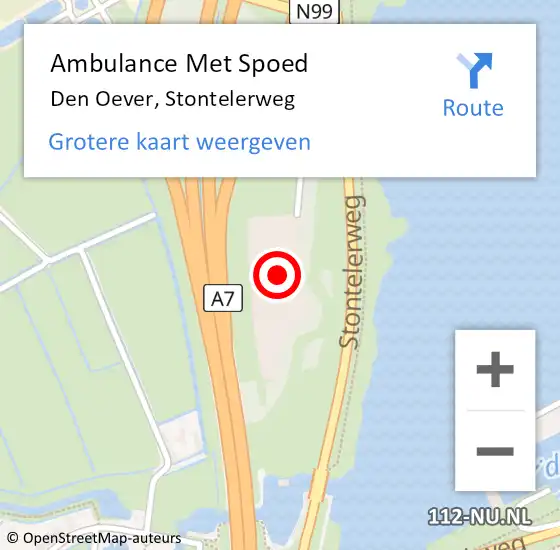 Locatie op kaart van de 112 melding: Ambulance Met Spoed Naar Den Oever, Stontelerweg op 29 juni 2022 12:03