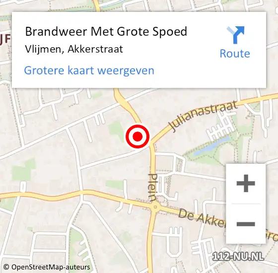 Locatie op kaart van de 112 melding: Brandweer Met Grote Spoed Naar Vlijmen, Akkerstraat op 29 juni 2022 12:07