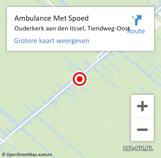 Locatie op kaart van de 112 melding: Ambulance Met Spoed Naar Ouderkerk aan den IJssel, Tiendweg-Oost op 29 juni 2022 12:07