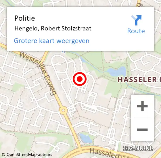 Locatie op kaart van de 112 melding: Politie Hengelo, Robert Stolzstraat op 29 juni 2022 12:17