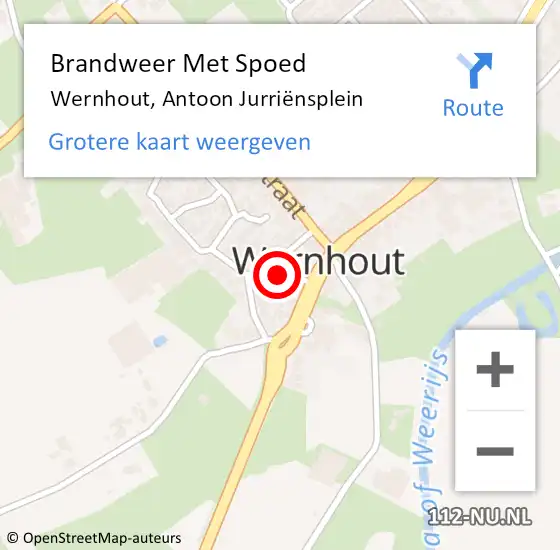 Locatie op kaart van de 112 melding: Brandweer Met Spoed Naar Wernhout, Antoon Jurriënsplein op 29 juni 2022 12:24