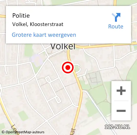 Locatie op kaart van de 112 melding: Politie Volkel, Kloosterstraat op 29 juni 2022 12:34