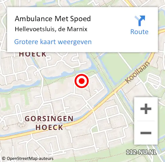 Locatie op kaart van de 112 melding: Ambulance Met Spoed Naar Hellevoetsluis, de Marnix op 29 juni 2022 12:50