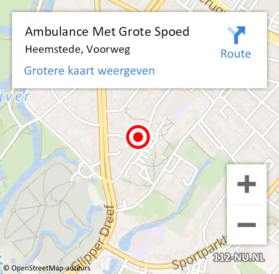 Locatie op kaart van de 112 melding: Ambulance Met Grote Spoed Naar Heemstede, Voorweg op 29 juni 2022 13:00