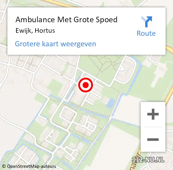 Locatie op kaart van de 112 melding: Ambulance Met Grote Spoed Naar Ewijk, Hortus op 29 juni 2022 13:02