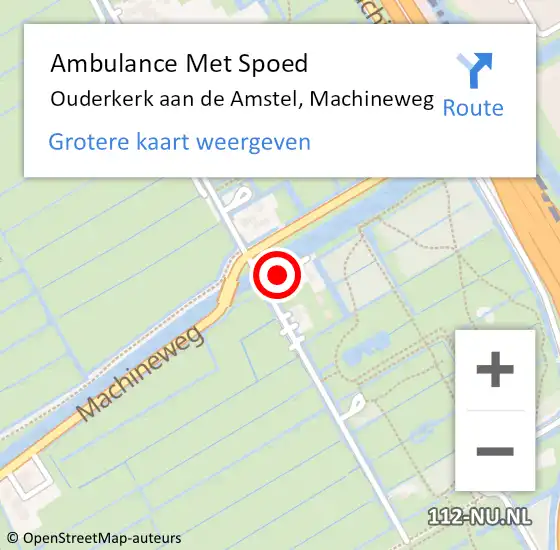 Locatie op kaart van de 112 melding: Ambulance Met Spoed Naar Ouderkerk aan de Amstel, Machineweg op 29 juni 2022 13:23