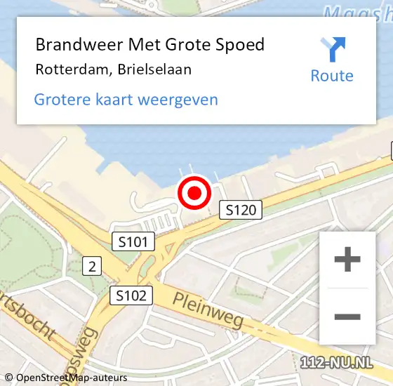 Locatie op kaart van de 112 melding: Brandweer Met Grote Spoed Naar Rotterdam, Brielselaan op 29 juni 2022 13:52
