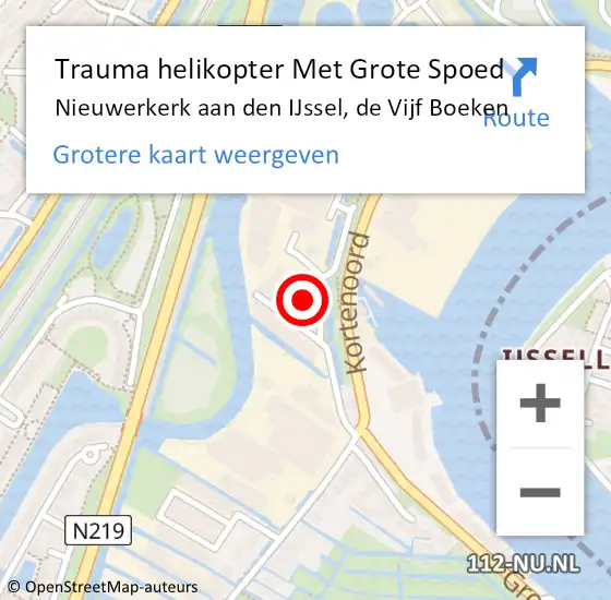 Locatie op kaart van de 112 melding: Trauma helikopter Met Grote Spoed Naar Nieuwerkerk aan den IJssel, de Vijf Boeken op 29 juni 2022 14:07