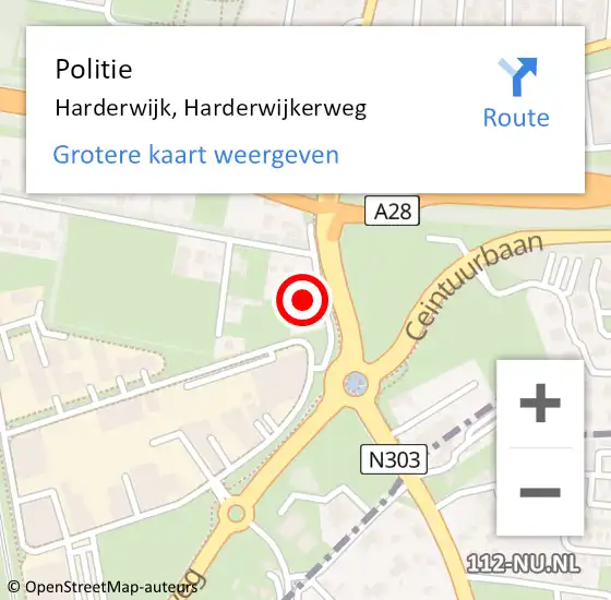 Locatie op kaart van de 112 melding: Politie Harderwijk, Harderwijkerweg op 29 juni 2022 14:14