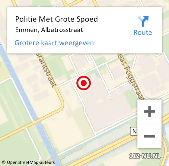 Locatie op kaart van de 112 melding: Politie Met Grote Spoed Naar Emmen, Albatrosstraat op 29 juni 2022 14:17