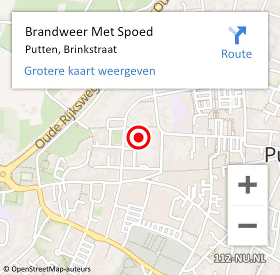 Locatie op kaart van de 112 melding: Brandweer Met Spoed Naar Putten, Brinkstraat op 29 juni 2022 14:20