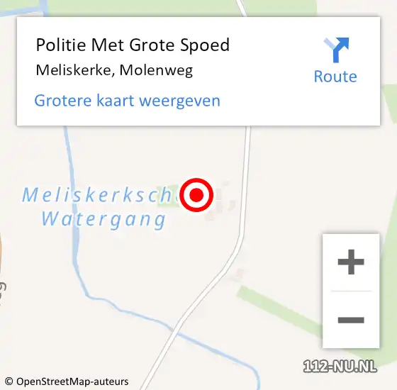 Locatie op kaart van de 112 melding: Politie Met Grote Spoed Naar Meliskerke, Molenweg op 29 juni 2022 14:21