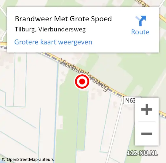 Locatie op kaart van de 112 melding: Brandweer Met Grote Spoed Naar Tilburg, Vierbundersweg op 29 juni 2022 14:35