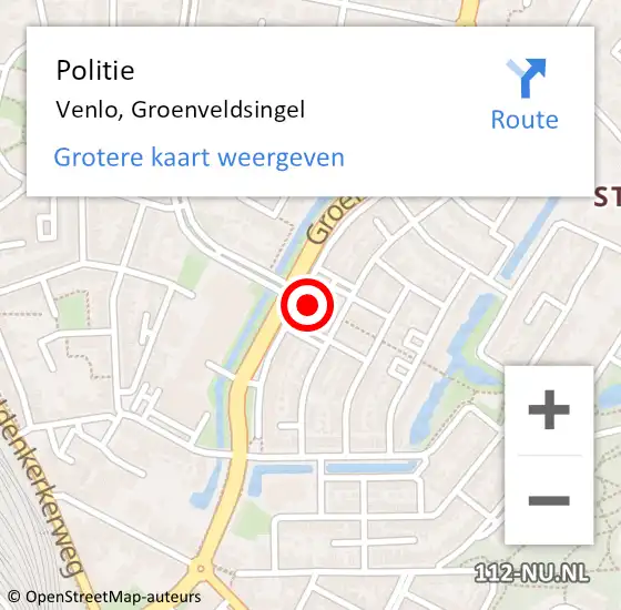 Locatie op kaart van de 112 melding: Politie Venlo, Groenveldsingel op 29 juni 2022 14:43