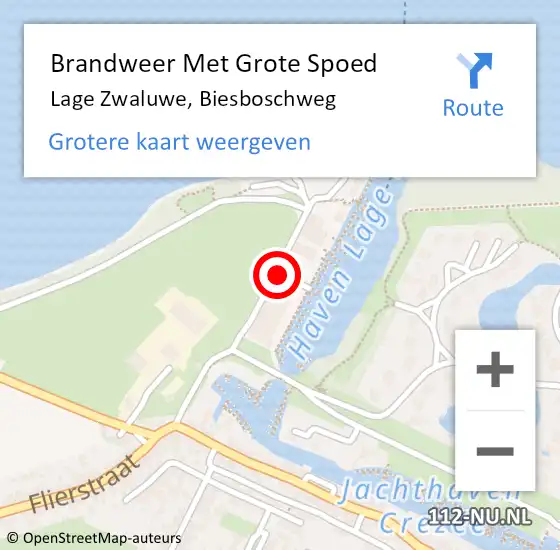 Locatie op kaart van de 112 melding: Brandweer Met Grote Spoed Naar Lage Zwaluwe, Biesboschweg op 29 juni 2022 14:44
