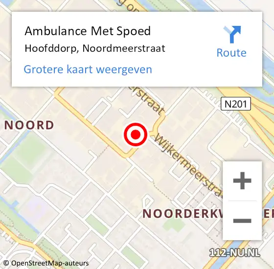 Locatie op kaart van de 112 melding: Ambulance Met Spoed Naar Hoofddorp, Noordmeerstraat op 29 juni 2022 14:44