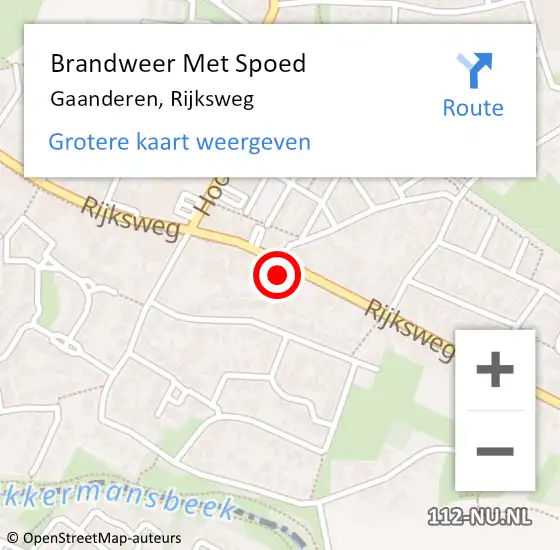 Locatie op kaart van de 112 melding: Brandweer Met Spoed Naar Gaanderen, Rijksweg op 29 juni 2022 14:50