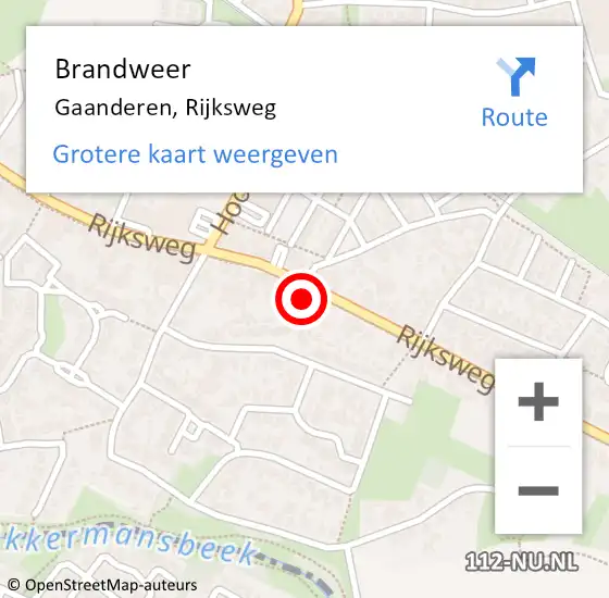 Locatie op kaart van de 112 melding: Brandweer Gaanderen, Rijksweg op 29 juni 2022 14:51