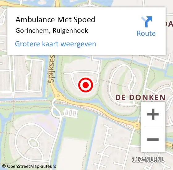 Locatie op kaart van de 112 melding: Ambulance Met Spoed Naar Gorinchem, Ruigenhoek op 29 juni 2022 14:53