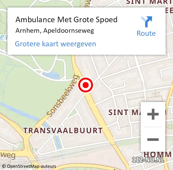 Locatie op kaart van de 112 melding: Ambulance Met Grote Spoed Naar Arnhem, Apeldoornseweg op 29 juni 2022 14:57