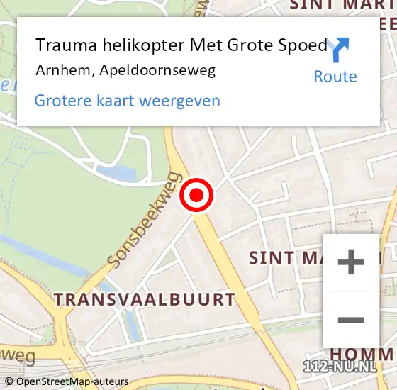 Locatie op kaart van de 112 melding: Trauma helikopter Met Grote Spoed Naar Arnhem, Apeldoornseweg op 29 juni 2022 14:57