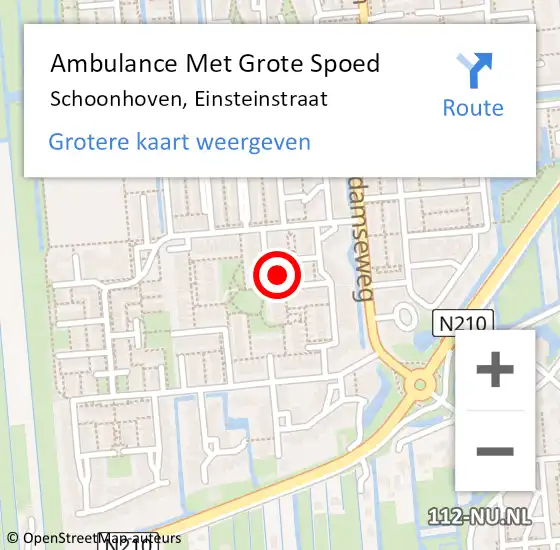 Locatie op kaart van de 112 melding: Ambulance Met Grote Spoed Naar Schoonhoven, Einsteinstraat op 29 juni 2022 15:00