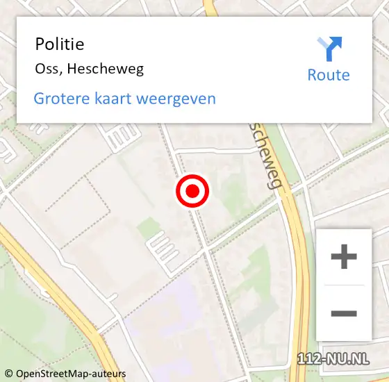 Locatie op kaart van de 112 melding: Politie Oss, Hescheweg op 29 juni 2022 15:16