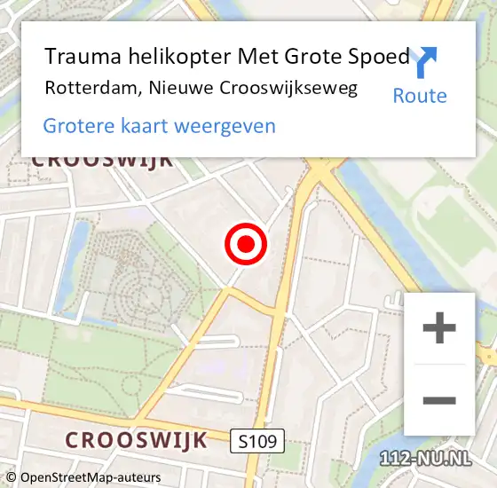 Locatie op kaart van de 112 melding: Trauma helikopter Met Grote Spoed Naar Rotterdam, Nieuwe Crooswijkseweg op 29 juni 2022 15:29