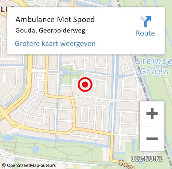 Locatie op kaart van de 112 melding: Ambulance Met Spoed Naar Gouda, Geerpolderweg op 29 juni 2022 15:35