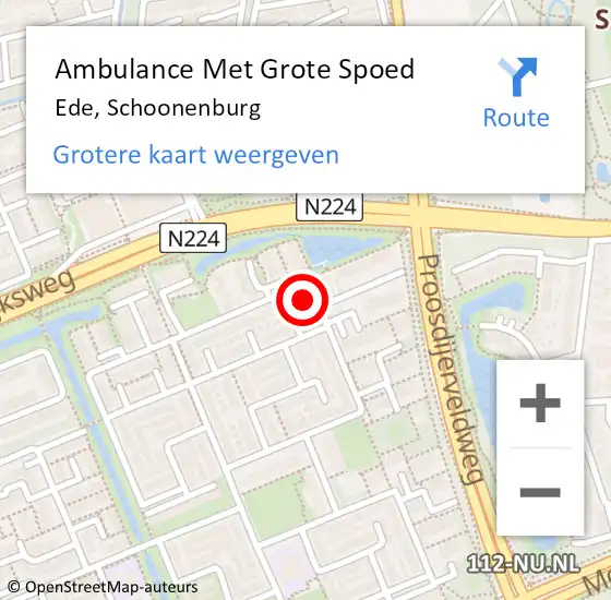 Locatie op kaart van de 112 melding: Ambulance Met Grote Spoed Naar Ede, Schoonenburg op 29 juni 2022 15:38