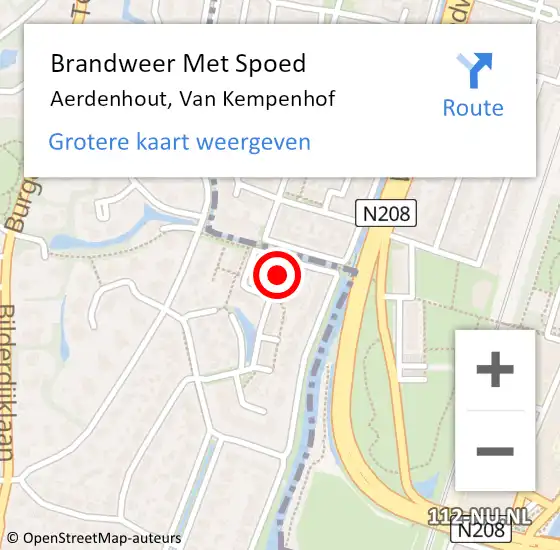 Locatie op kaart van de 112 melding: Brandweer Met Spoed Naar Aerdenhout, Van Kempenhof op 29 juni 2022 15:56